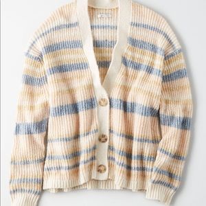 American Eagle Slouchy Stripe Button Cardigan